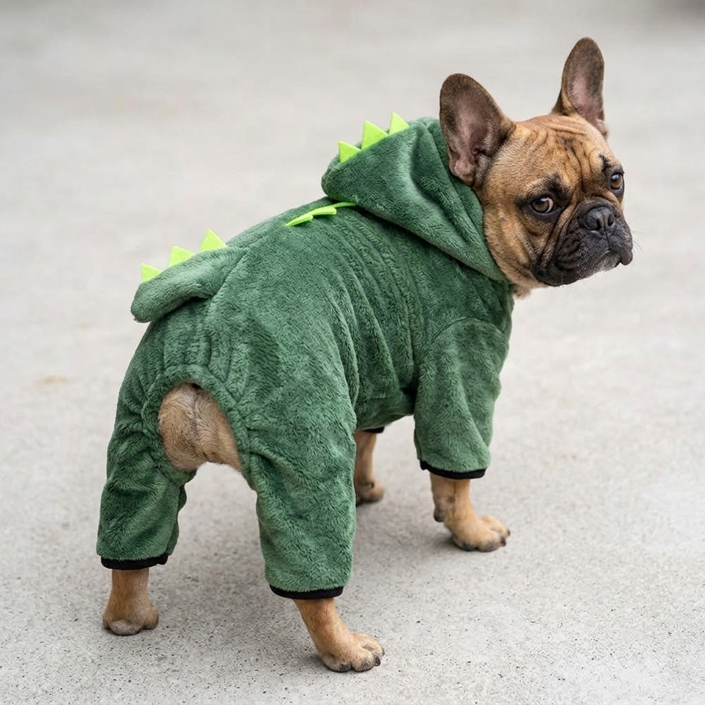 Dinosaur Dog Halloween Costume: DinoSnuggle Fleece Onesie