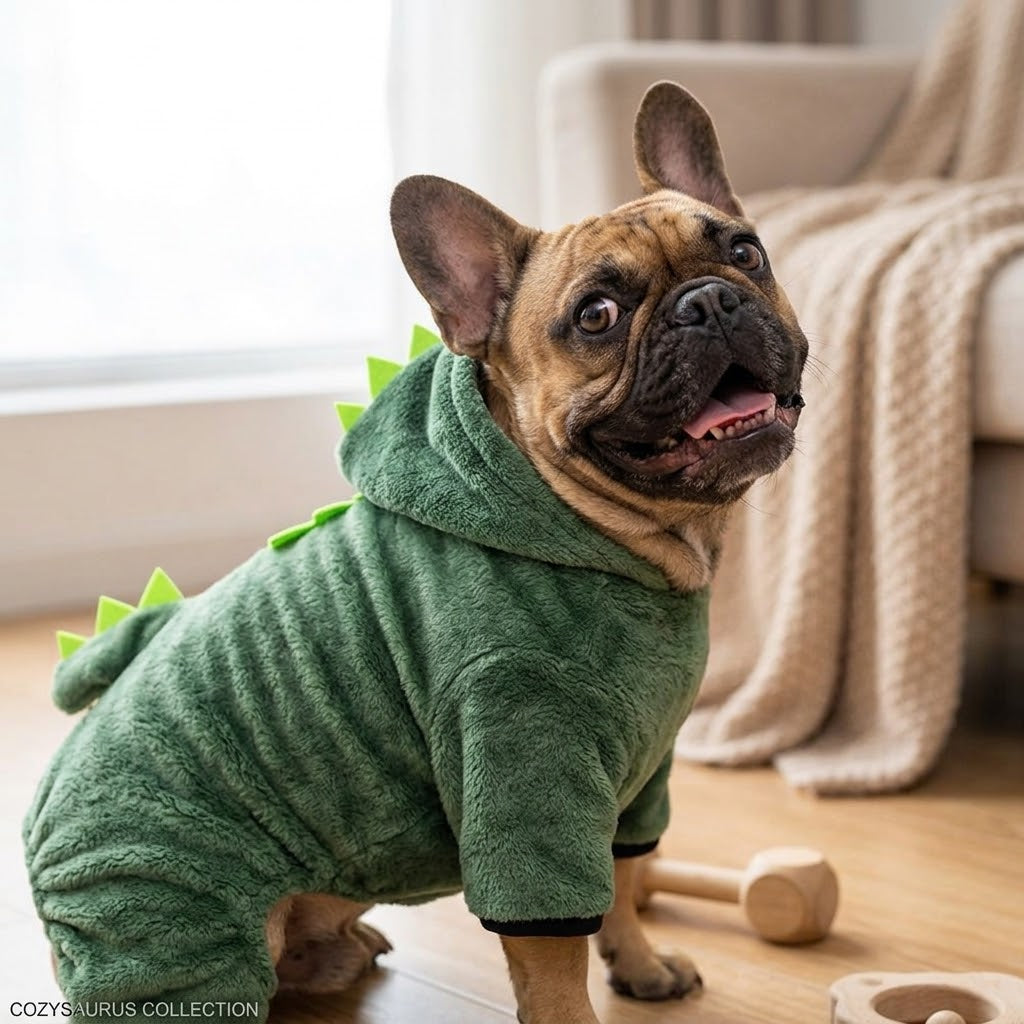 Dinosaur Dog Halloween Costume: DinoSnuggle Fleece Onesie