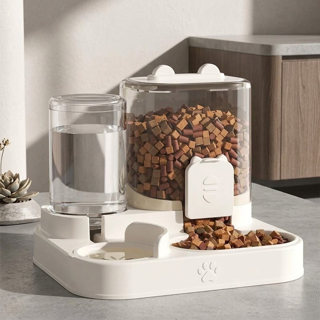 Automatic Gravity Pet Feeder & Water Dispenser Set | Self-Refilling Food & Water Station for Cats & Dogs
