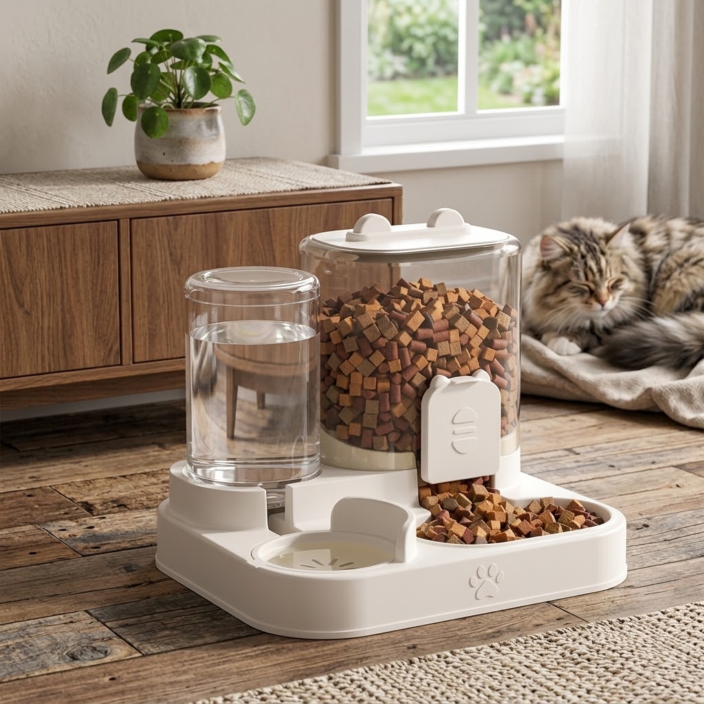 Automatic Gravity Pet Feeder & Water Dispenser Set | Self-Refilling Food & Water Station for Cats & Dogs