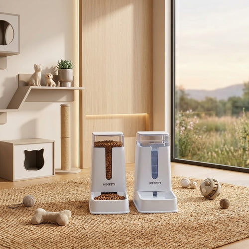 Automatic Pet Feeder & Water Dispenser Set | Gravity Food & Water Station for Cats & Dogs