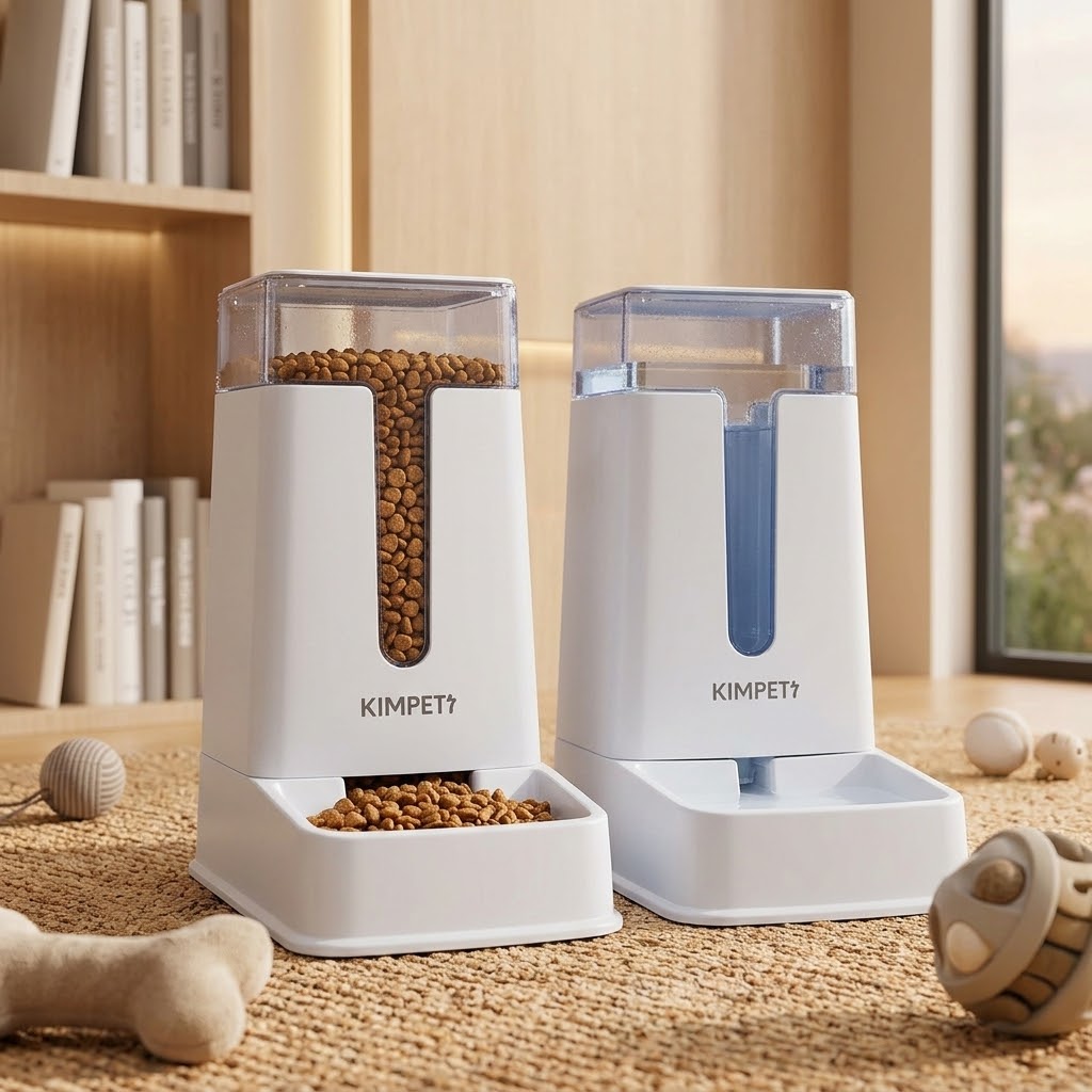 Automatic Pet Feeder & Water Dispenser Set | Gravity Food & Water Station for Cats & Dogs