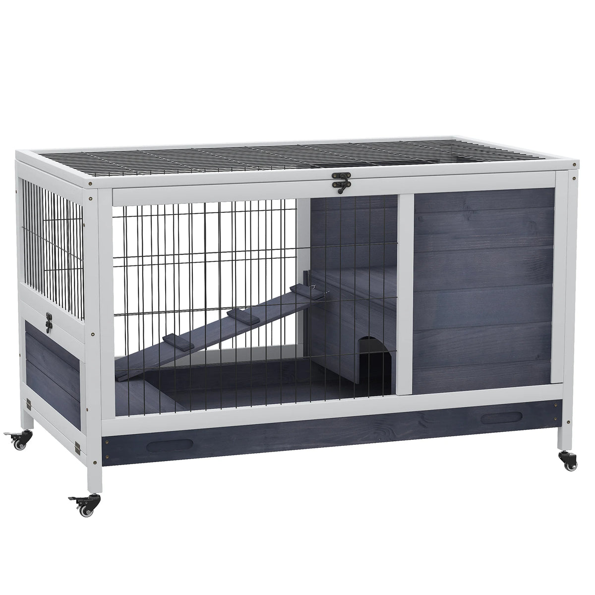 Premium Wooden Rabbit Hutch | Indoor & Outdoor Bunny Cage with Removable Tray