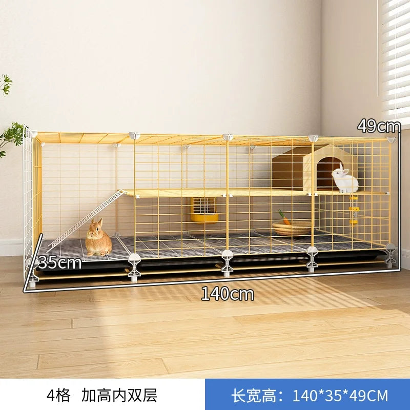 Large 2-Story Indoor Rabbit Cage | Spacious Bunny Hutch with Removable Tray