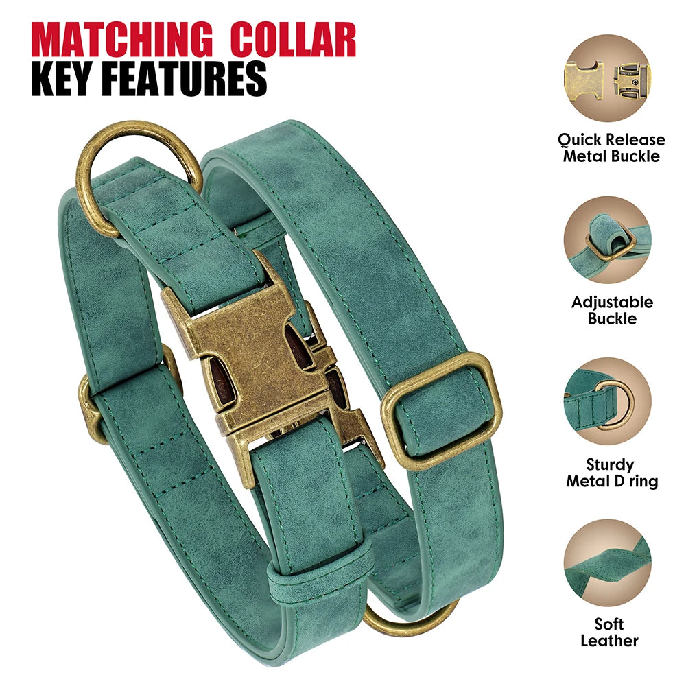 Luxury PU Leather Dog Collar & Leash Set | Adjustable Soft Walking Lead for Small, Medium & Large Dogs