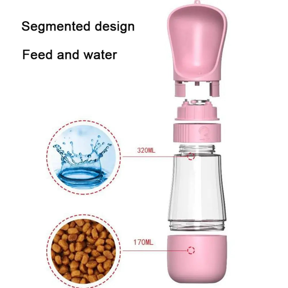 2-in-1 Portable Pet Water Bottle & Food Container | Leakproof Travel Bottle for Dogs & Cats