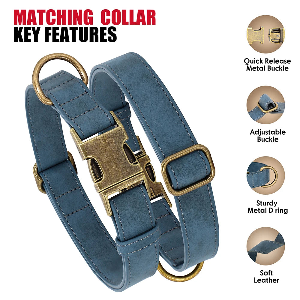Luxury PU Leather Dog Collar & Leash Set | Adjustable Soft Walking Lead for Small, Medium & Large Dogs
