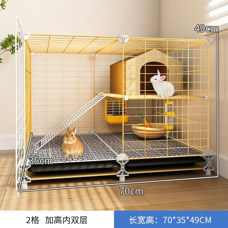 Large 2-Story Indoor Rabbit Cage | Spacious Bunny Hutch with Removable Tray