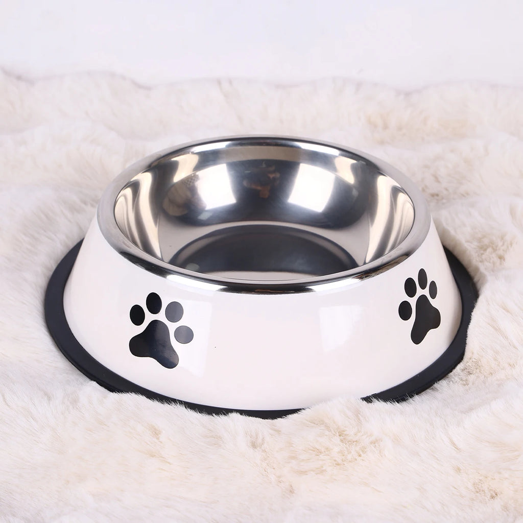 Stainless Steel Dog Bowl with Non-Slip Silicone Mat