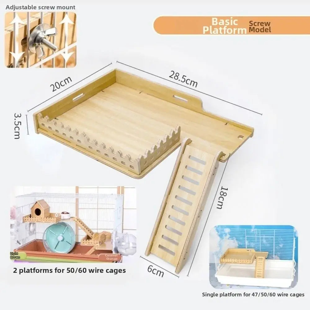 Wooden Wooden Hamster Platform Fence Proof Design Safe Hamster Climbing Platform Multifunctional Anti-Bite Hamster Nest Ladder