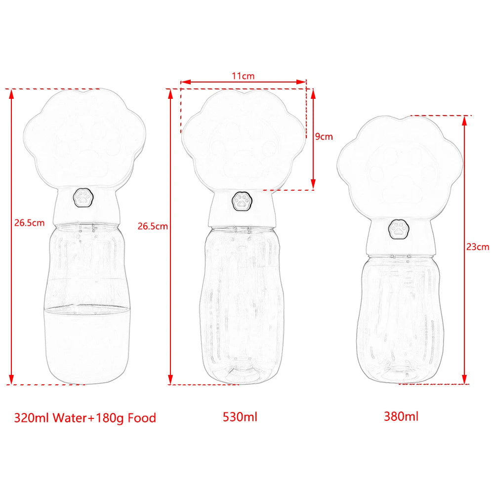 2-in-1 Portable Dog Water Bottle & Food Container | Leakproof Travel Bottle for Dogs & Cats