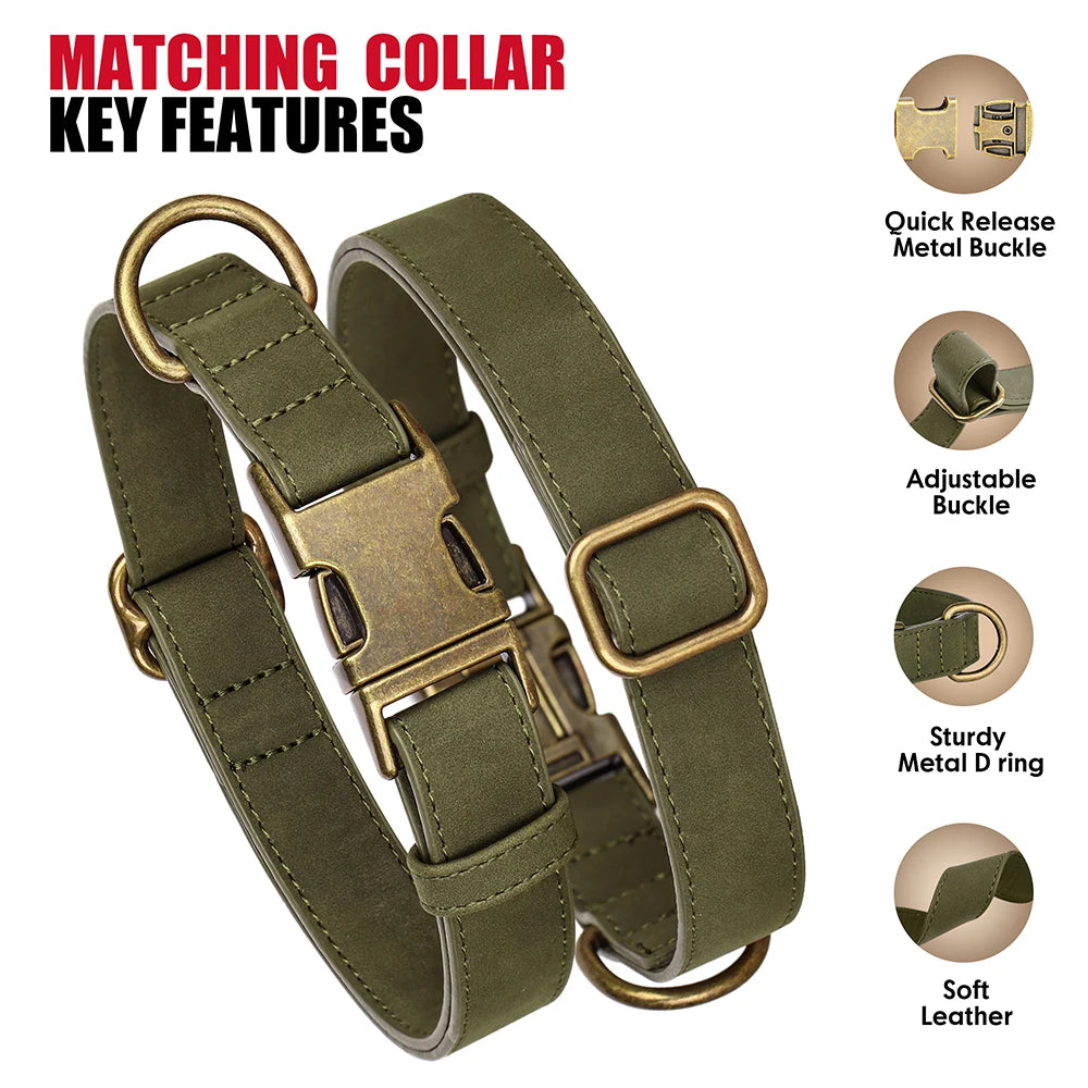 Luxury PU Leather Dog Collar & Leash Set | Adjustable Soft Walking Lead for Small, Medium & Large Dogs