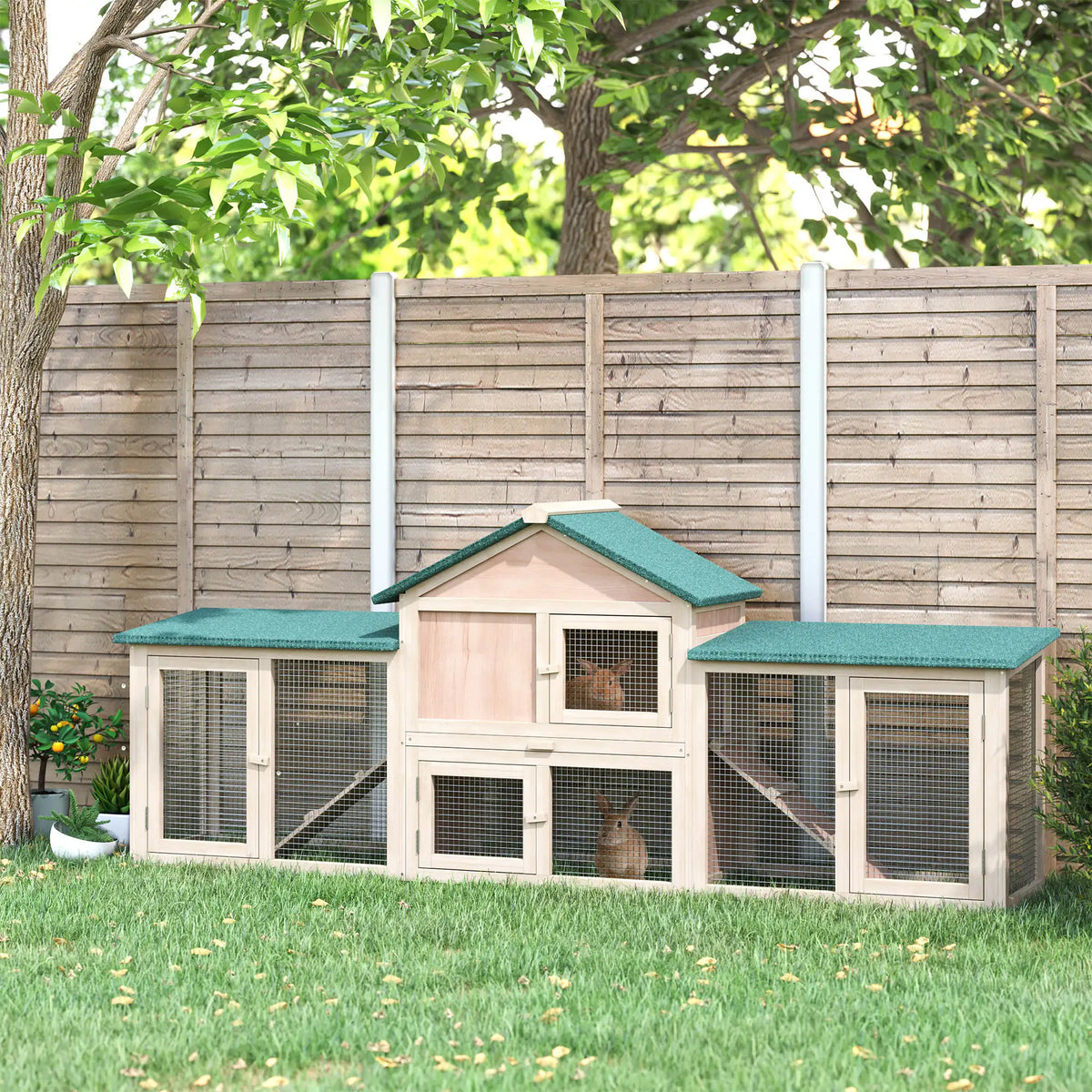 Outdoor Rabbit Hutch | Spacious Wooden Bunny Cage for 2–4 Rabbits