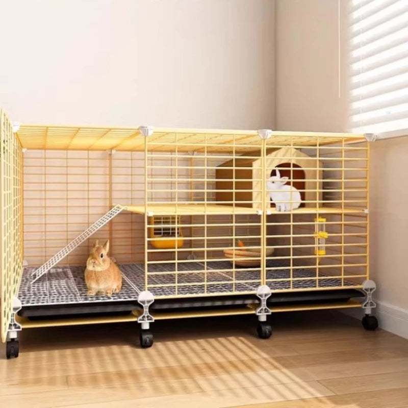 Large 2-Story Indoor Rabbit Cage | Spacious Bunny Hutch with Removable Tray