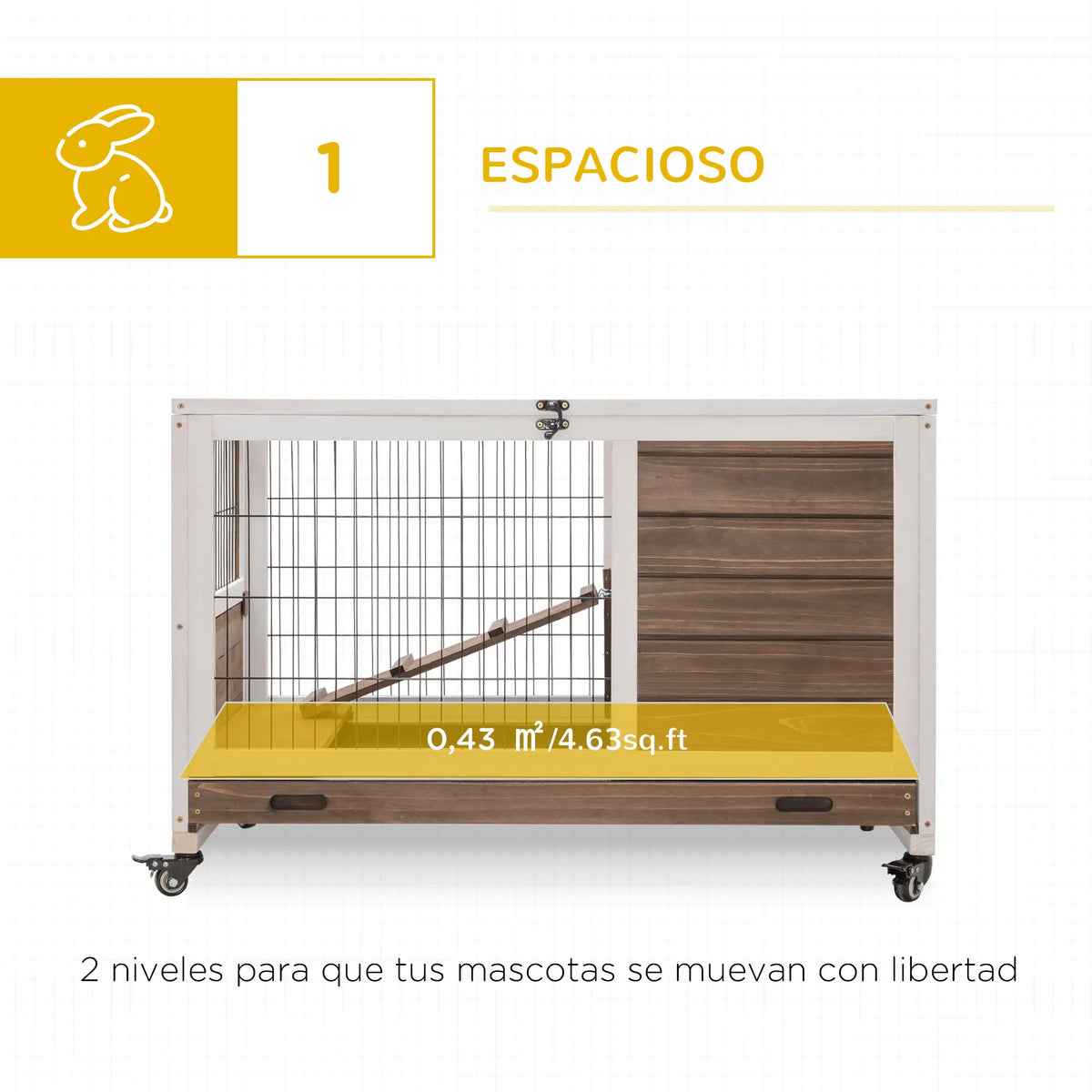 Premium Wooden Rabbit Hutch | Indoor & Outdoor Bunny Cage with Removable Tray