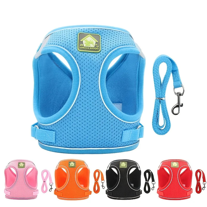 Reflective No-Pull Dog & Cat Harness with Leash Set | Breathable Adjustable Pet Vest