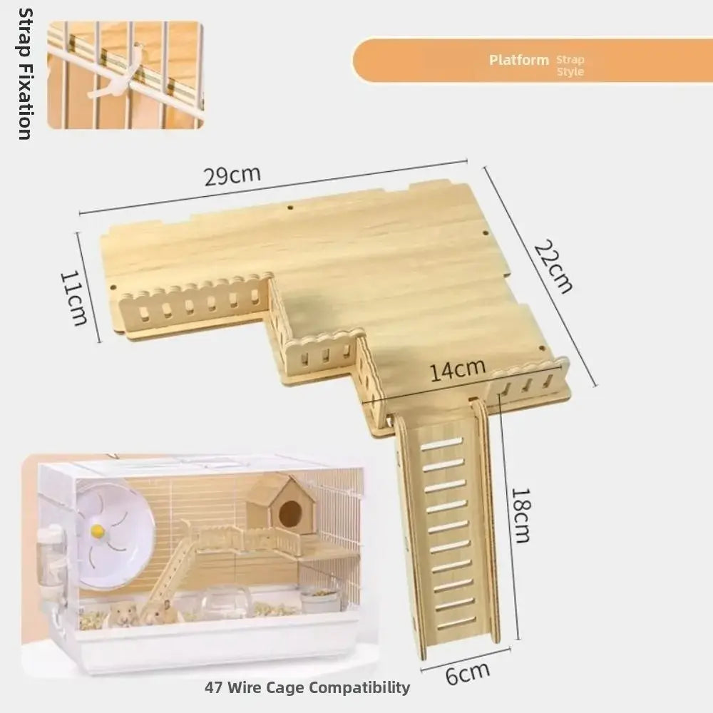 Wooden Wooden Hamster Platform Fence Proof Design Safe Hamster Climbing Platform Multifunctional Anti-Bite Hamster Nest Ladder
