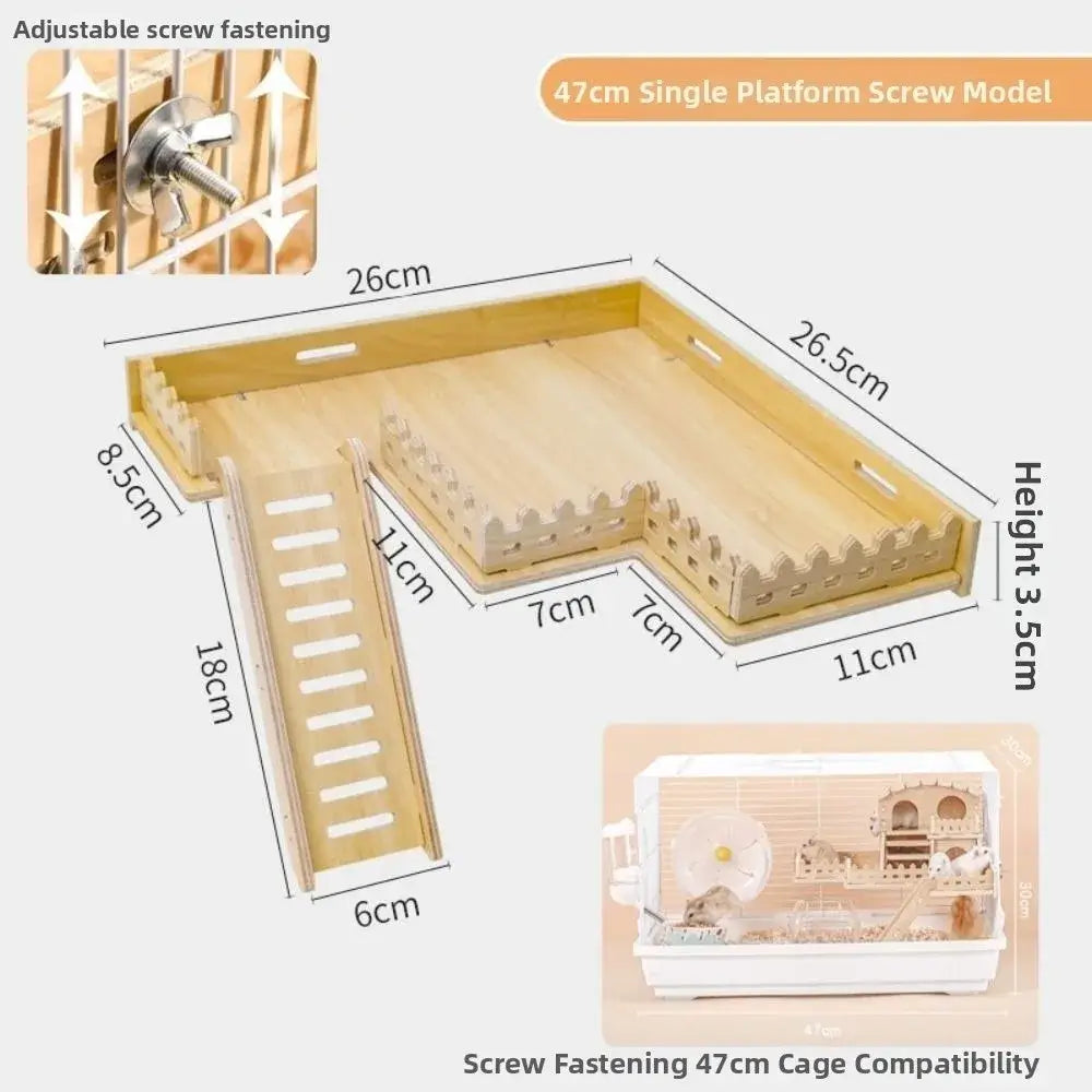 Wooden Wooden Hamster Platform Fence Proof Design Safe Hamster Climbing Platform Multifunctional Anti-Bite Hamster Nest Ladder