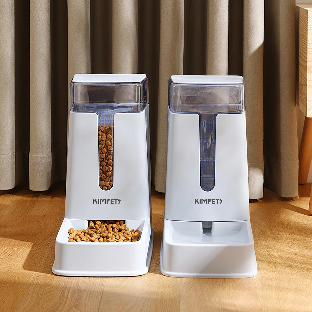 Automatic Pet Feeder & Water Dispenser Set | Gravity Food & Water Station for Cats & Dogs