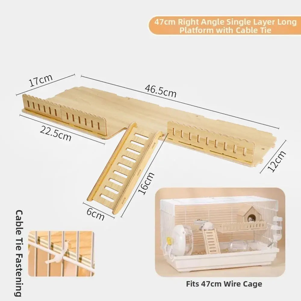 Wooden Wooden Hamster Platform Fence Proof Design Safe Hamster Climbing Platform Multifunctional Anti-Bite Hamster Nest Ladder