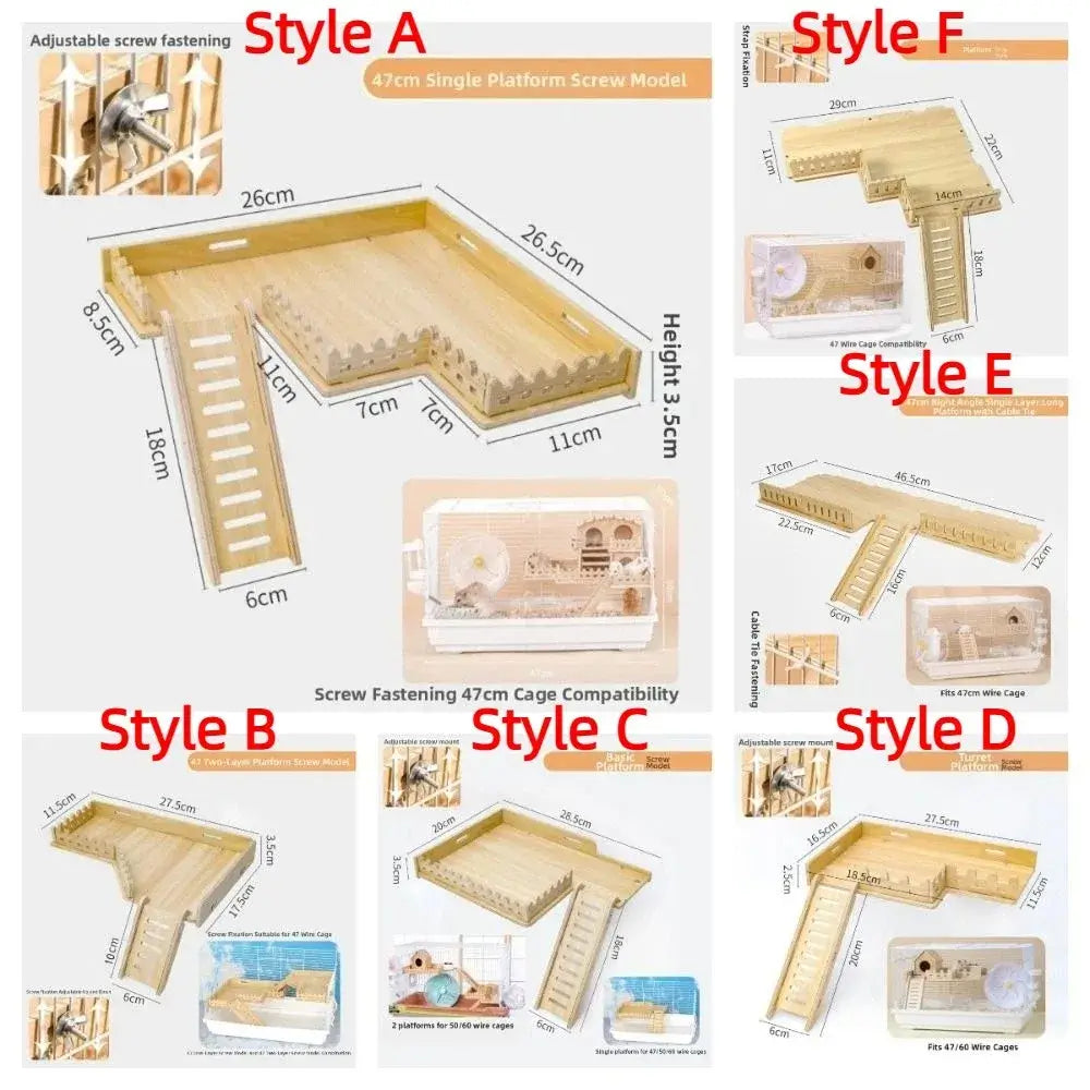 Wooden Wooden Hamster Platform Fence Proof Design Safe Hamster Climbing Platform Multifunctional Anti-Bite Hamster Nest Ladder