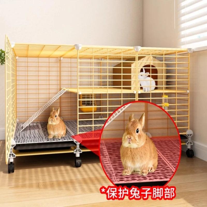 Large 2-Story Indoor Rabbit Cage | Spacious Bunny Hutch with Removable Tray