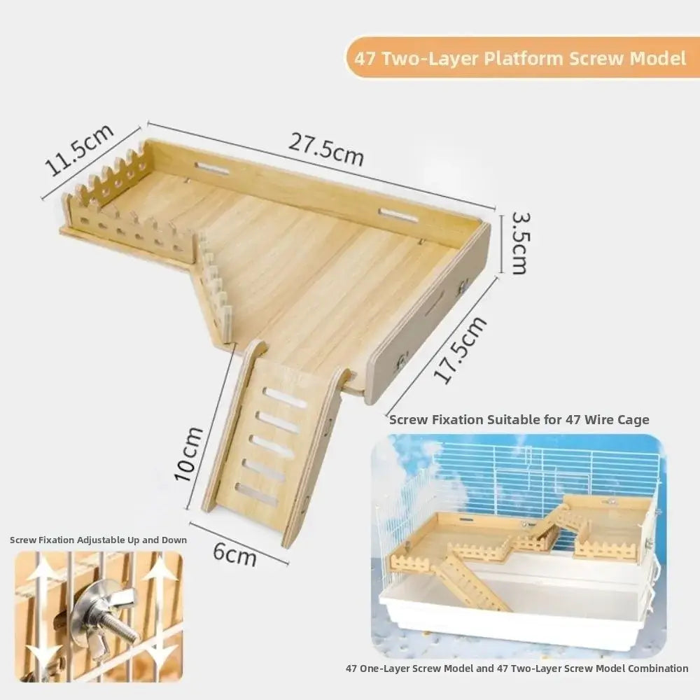 Wooden Wooden Hamster Platform Fence Proof Design Safe Hamster Climbing Platform Multifunctional Anti-Bite Hamster Nest Ladder