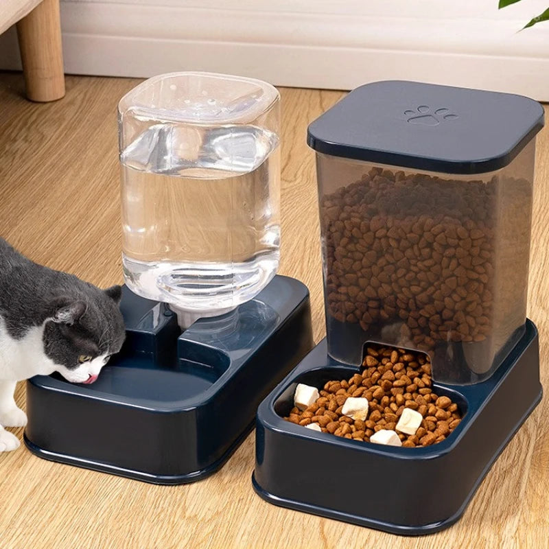Automatic Gravity Pet Feeder & Water Dispenser Set | Self-Refilling Food & Water Bowl for Cats & Small Dogs