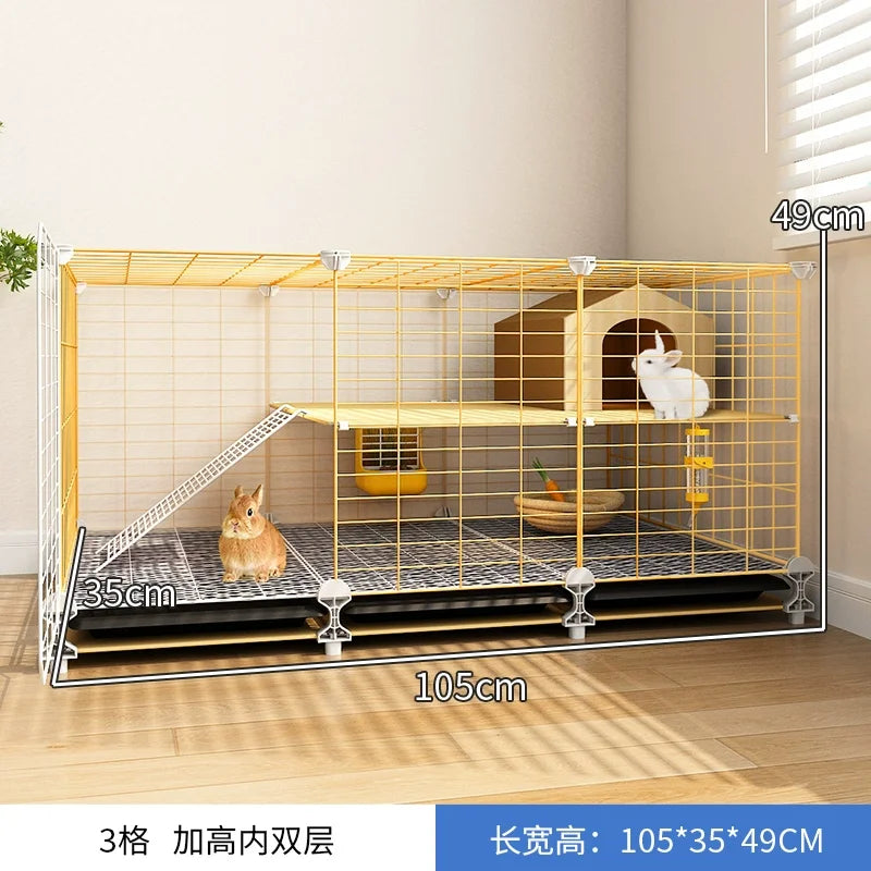 Large 2-Story Indoor Rabbit Cage | Spacious Bunny Hutch with Removable Tray
