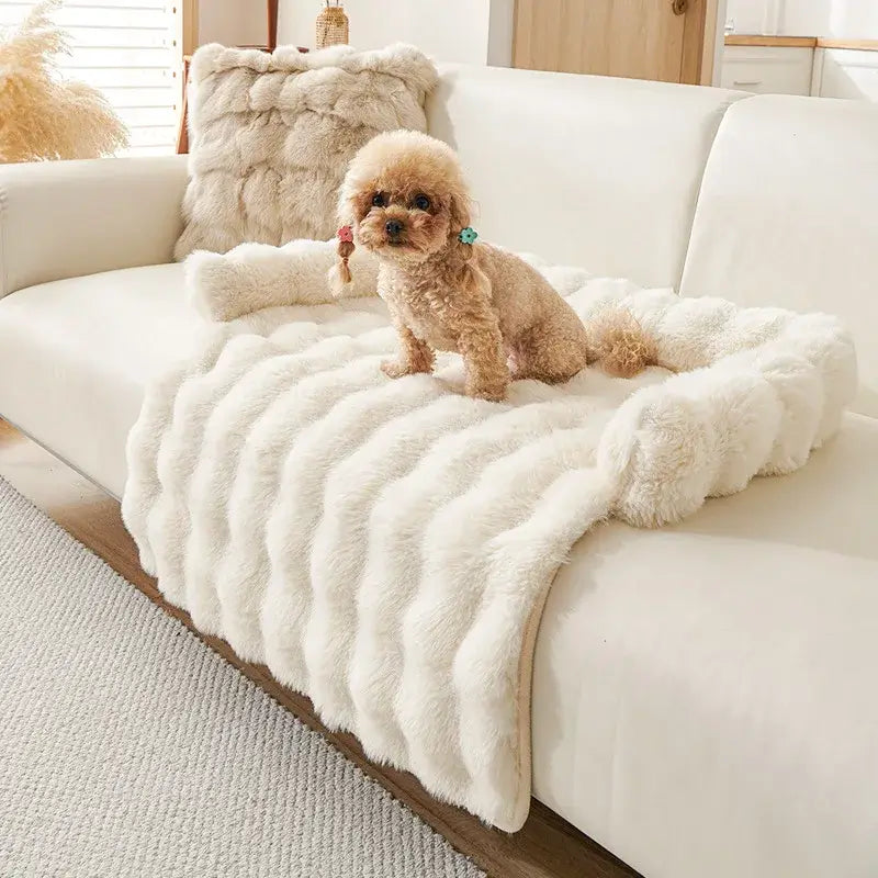 Luxury Faux Rabbit Fur Pet Bed | Ultra Soft Calming Mat for Dogs & Cats