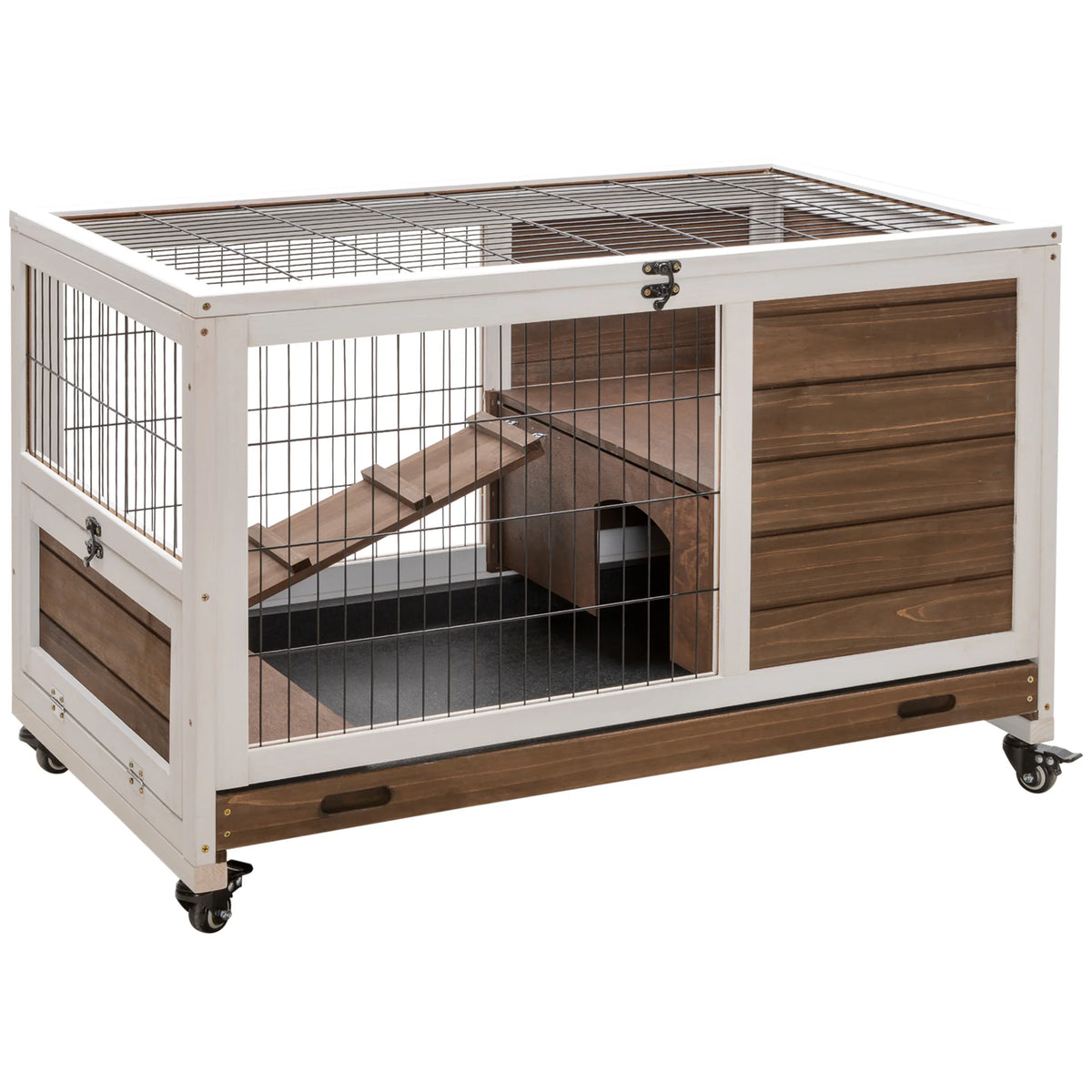 Premium Wooden Rabbit Hutch | Indoor & Outdoor Bunny Cage with Removable Tray