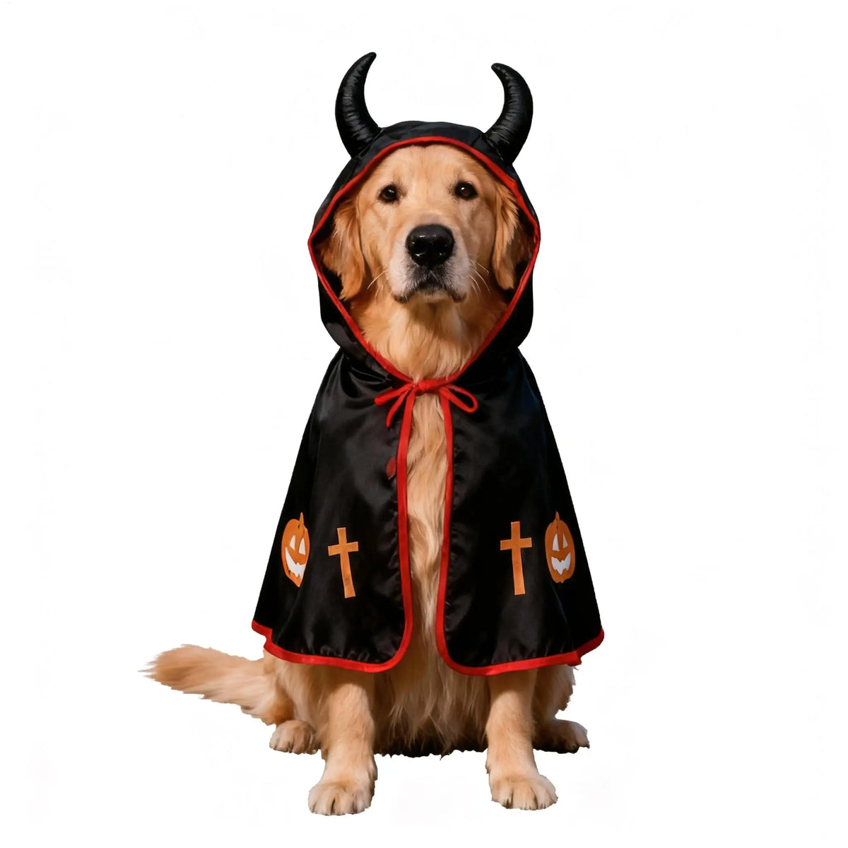 Spooky Devil Horns Dog Costume Cape – Halloween Pet Hooded Cloak