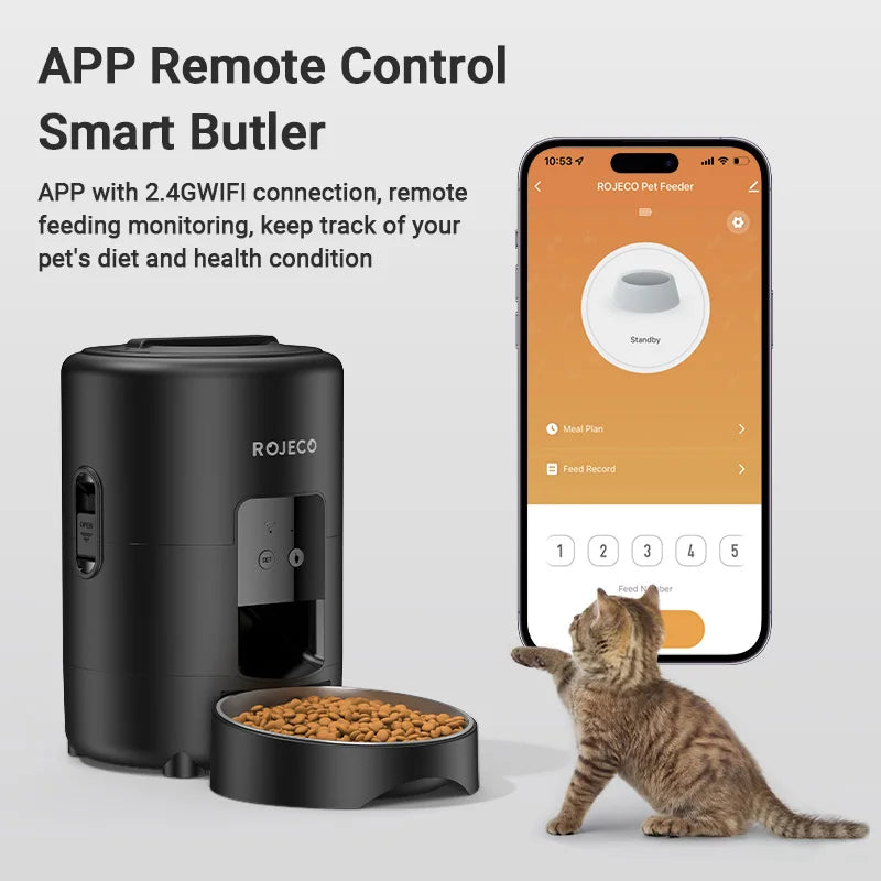 ROJECO Smart WiFi Automatic Pet Feeder with App Control