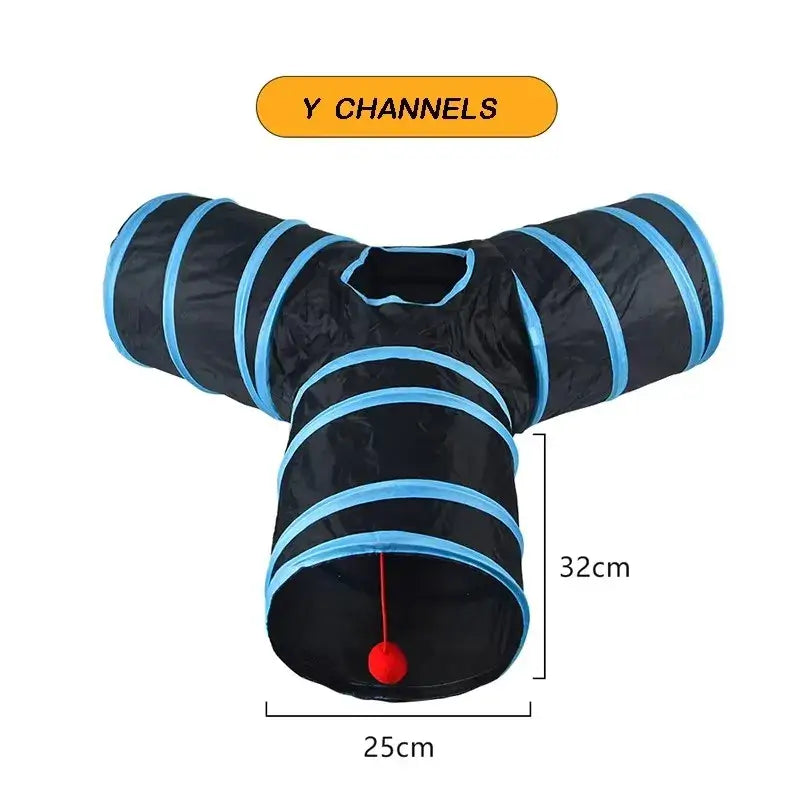 Foldable Cat Play Tunnel | Interactive S, T & Y Cat Tunnel Toy for Indoor Cats