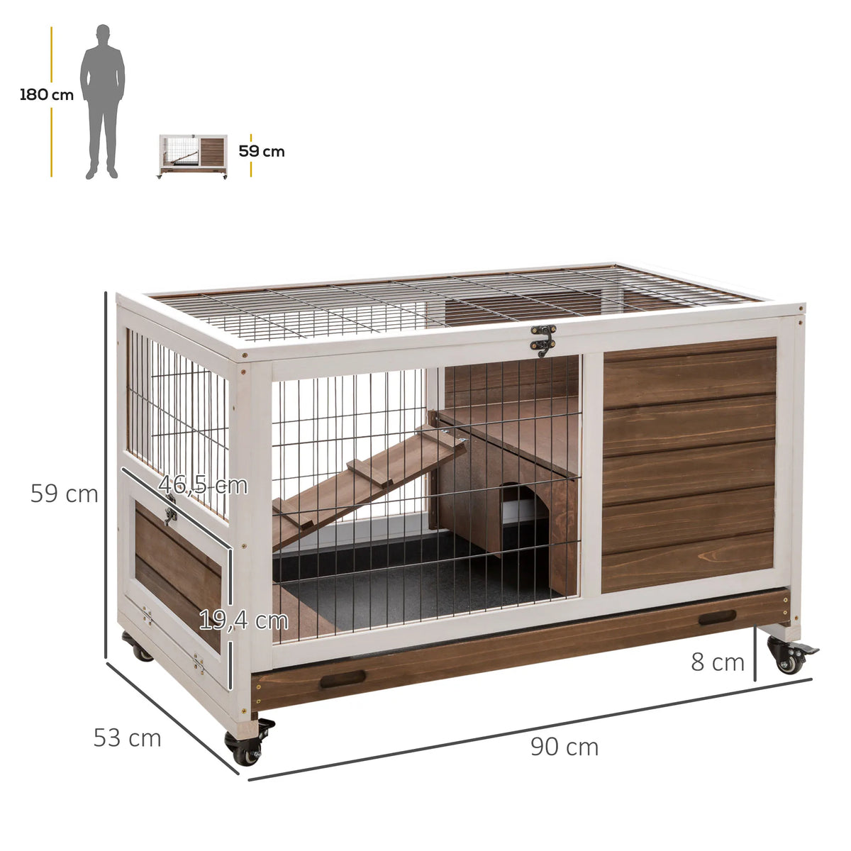 Premium Wooden Rabbit Hutch | Indoor & Outdoor Bunny Cage with Removable Tray
