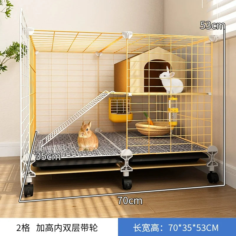 Large 2-Story Indoor Rabbit Cage | Spacious Bunny Hutch with Removable Tray