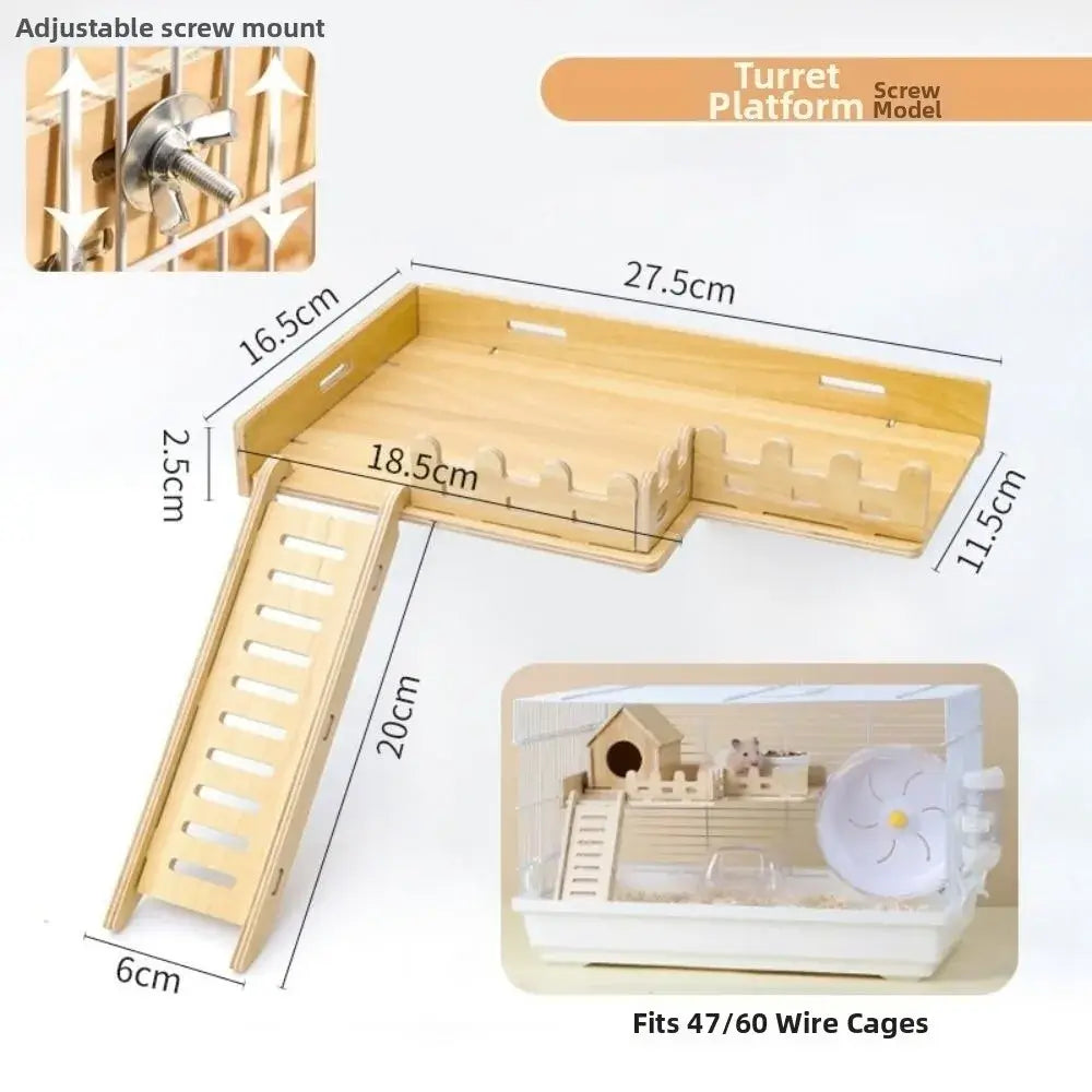 Wooden Wooden Hamster Platform Fence Proof Design Safe Hamster Climbing Platform Multifunctional Anti-Bite Hamster Nest Ladder
