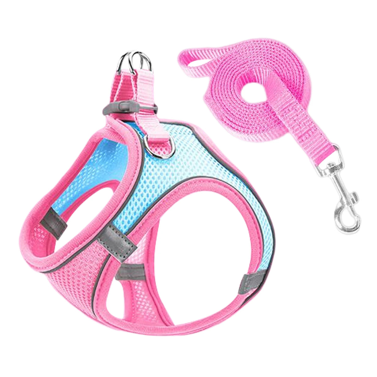 Reflective Adjustable Dog & Cat Harness Vest with Leash | Breathable No-Pull Pet Harness for Small & Medium Pets