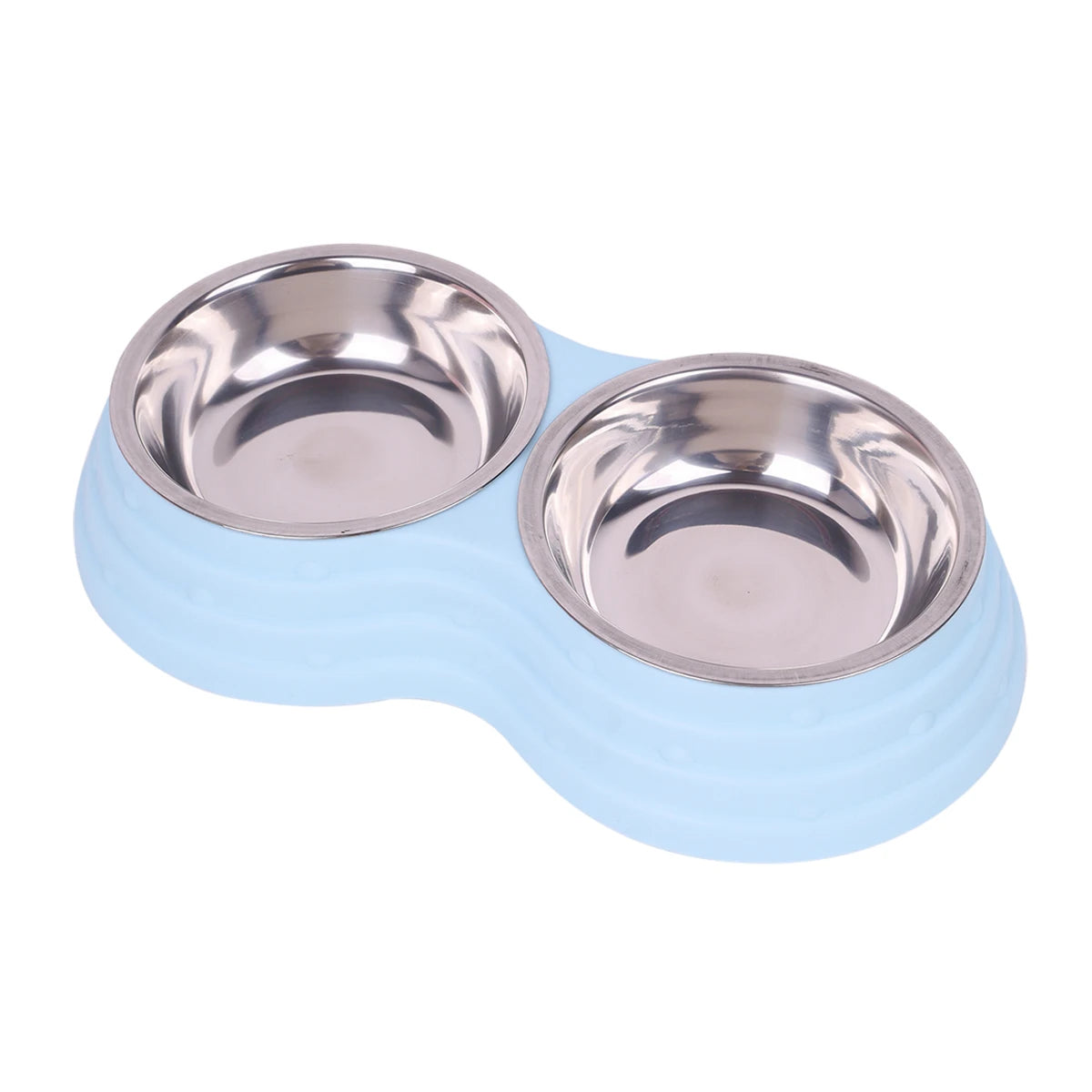 Double Pet Bowl with Stainless Steel Inserts – Cute Pink Non-Slip Food and Water Feeder for Cats and Small Dogs