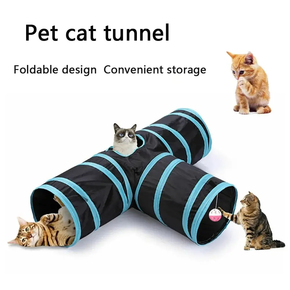Foldable Cat Play Tunnel | Interactive S, T & Y Cat Tunnel Toy for Indoor Cats