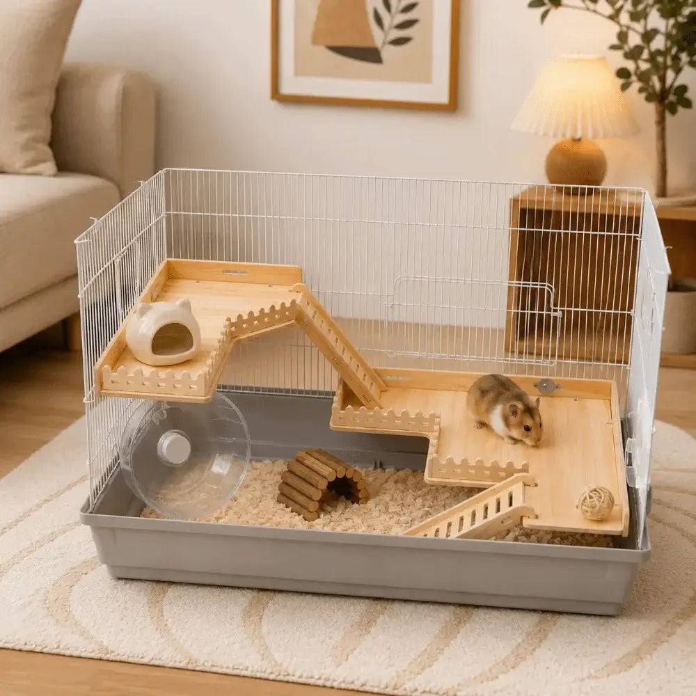 Wooden Wooden Hamster Platform Fence Proof Design Safe Hamster Climbing Platform Multifunctional Anti-Bite Hamster Nest Ladder