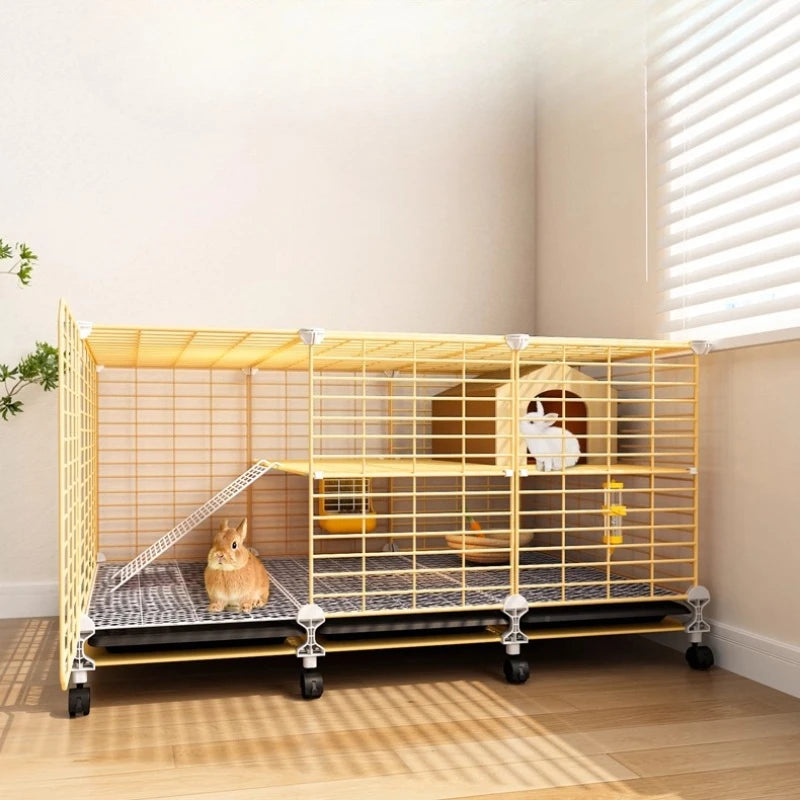 Large 2-Story Indoor Rabbit Cage | Spacious Bunny Hutch with Removable Tray
