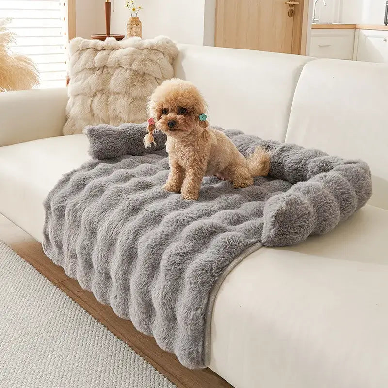 Luxury Faux Rabbit Fur Pet Bed | Ultra Soft Calming Mat for Dogs & Cats