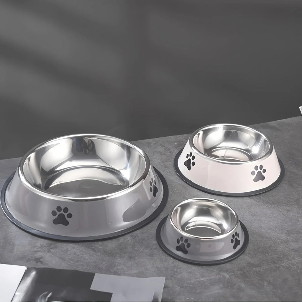 Stainless Steel Dog Bowl with Non-Slip Silicone Mat