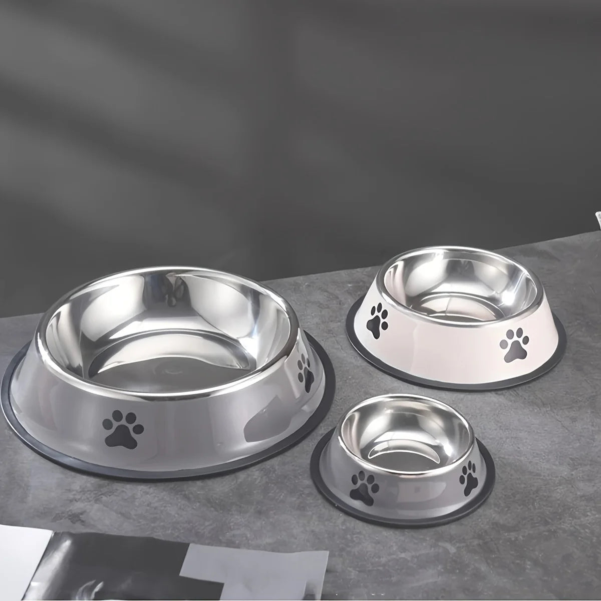 Stainless Steel Dog Bowl with Non-Slip Silicone Mat
