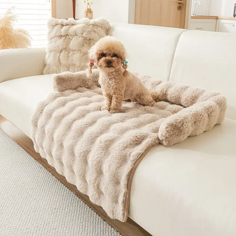 Luxury Faux Rabbit Fur Pet Bed | Ultra Soft Calming Mat for Dogs & Cats