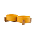 Elevated Ceramic Pet Bowls with Wooden Stand | Spill-Proof Dog & Cat Feeding Station