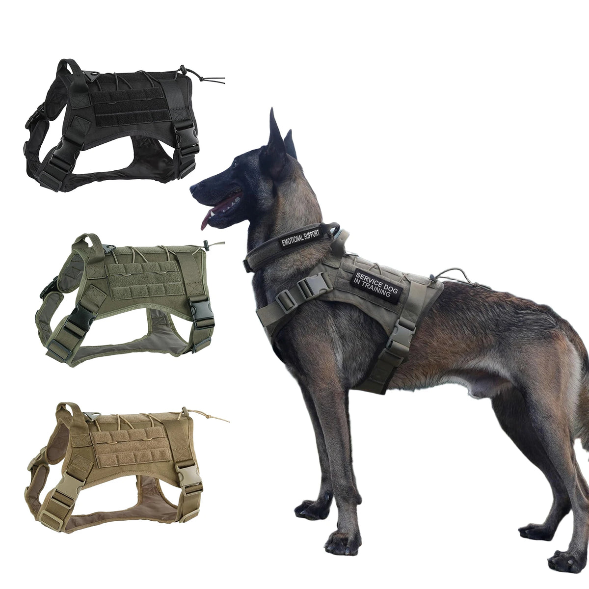 Tactical No-Pull Dog Harness | Adjustable Military Service Vest for Large Dogs