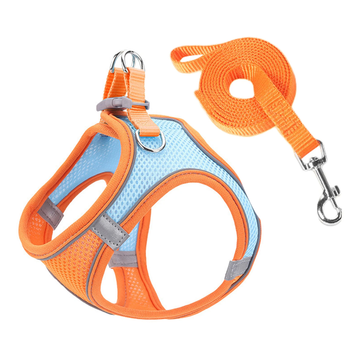 Reflective Adjustable Dog & Cat Harness Vest with Leash | Breathable No-Pull Pet Harness for Small & Medium Pets