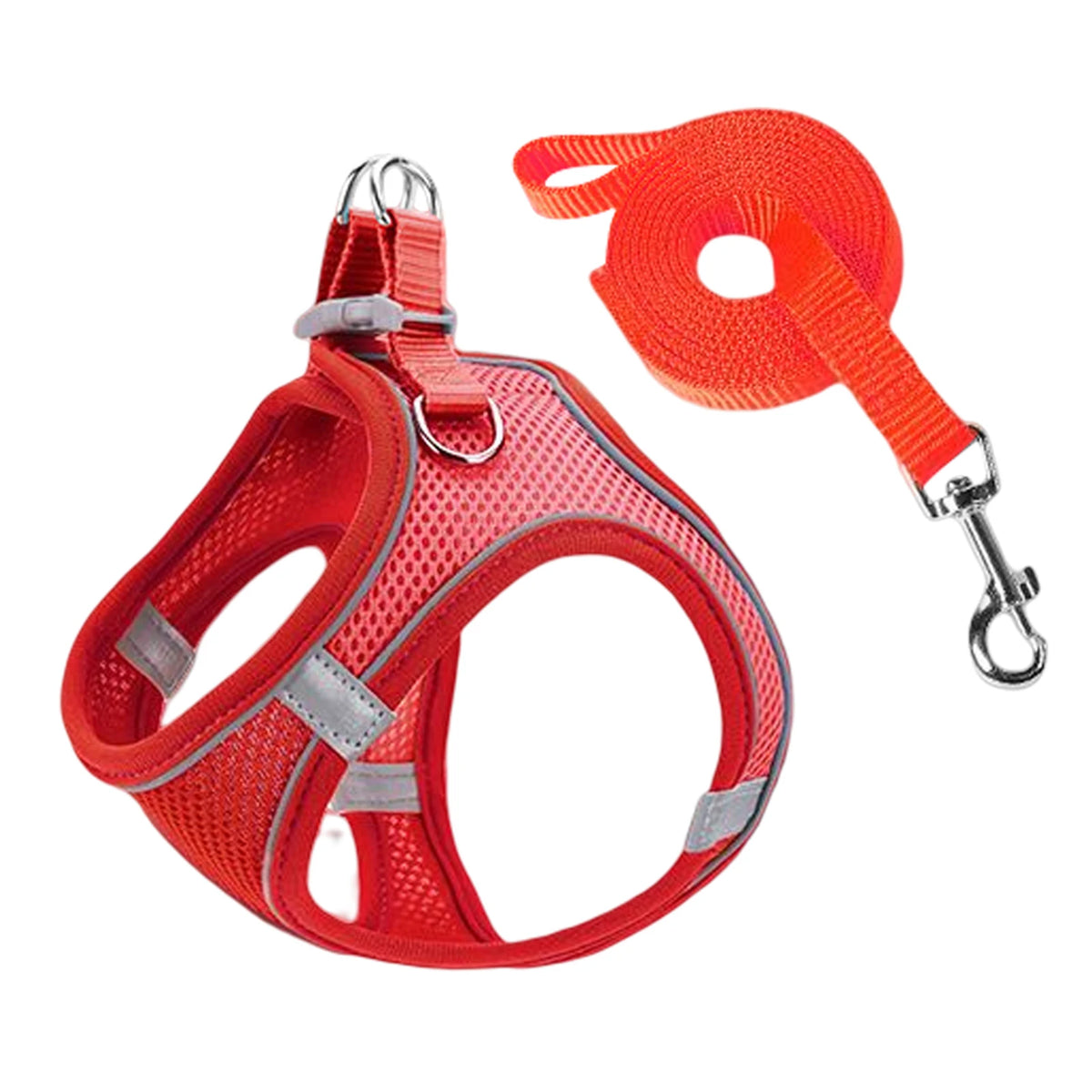 Reflective Adjustable Dog & Cat Harness Vest with Leash | Breathable No-Pull Pet Harness for Small & Medium Pets